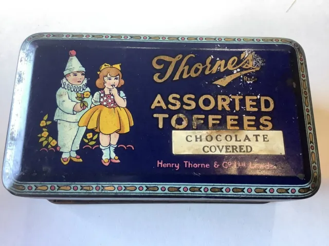 Thorne's Assorted Toffee Tin - Girl and Clown Blue Small Size