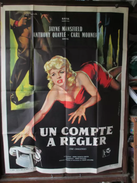 AFFICHE cinema ORIGINALE ancienne UN COMPTE A REGLER/ MANSFIELD FORMAT 160/120