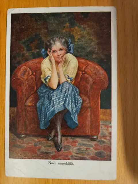 alte Postkarte - 1925 - Noch ungeküsst