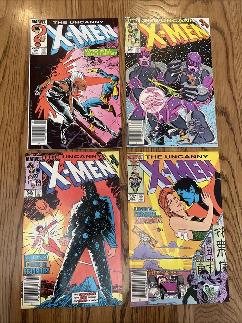 Uncanny X-Men #201, 202, 203, 204 (Marvel 1986) Lot Newsstand, Higher Grade