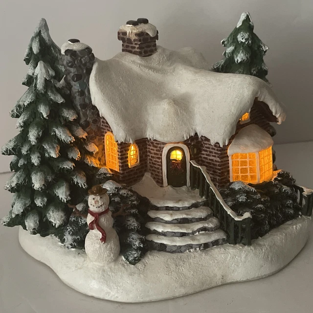 THOMAS KINKADE LIGHTED Village Christmas Teleflora Painter of Light