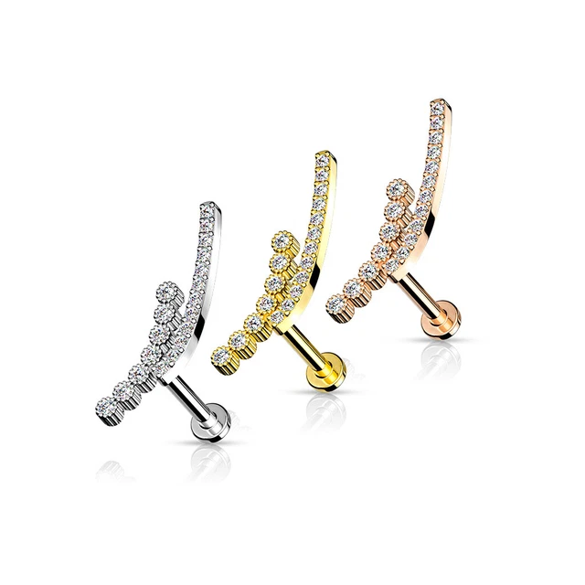 Piercing Al Trago - Zirconia Doppio Tralcio Orecchio Cartilagine Barbell #810