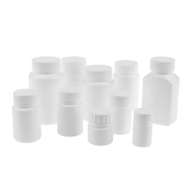 Weißer leerer Plastikkapsel Pillenflasche Medizin Behälter Vitamin 20ml-200 m JW