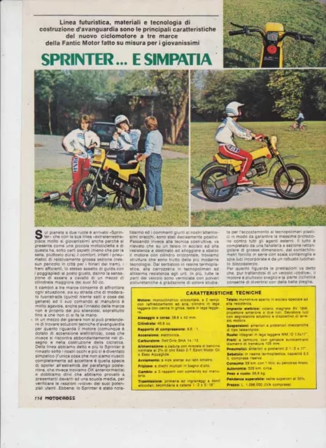advertising Pubblicità FANTIC MOTOR SPRINTER 1983 MOTOITALIANE MOTOSPORT