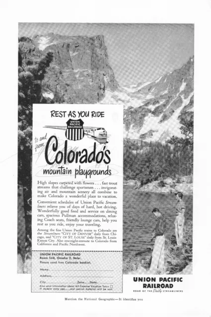Union Pacific Railroad Colorado's Mountain Playgrounds Vintage Print Ad