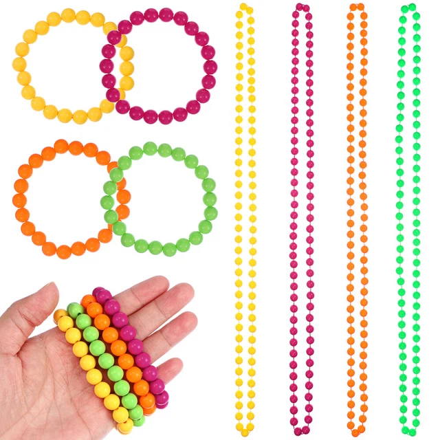8 PCS Colliers de perles de néon et bracelets Chaînes perlées Party Habit-up