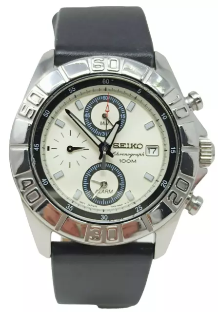 OROLOGIO SEIKO 7T62-0FV0 chronograph alarm watch clock 42mm steel case EUR  79,99 - PicClick IT