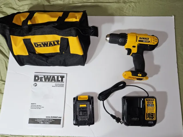 DeWalt MAX Cordless 1/2 in. Drill/Driver, 1 -20V Battery, Charger and Bag DCD771