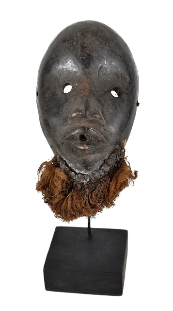 Dan Passport Mask with Beard on Custom Stand Côte d'Ivoire