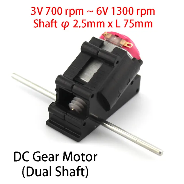 DC Gear Motor Dual Shaft Worm Geared Box Electric Motors 3V 700 rpm 6V 1300 rpm