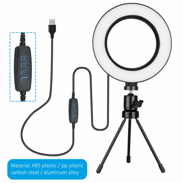 Kit de luz de anillo LED 12000K 6 pulgadas regulable para maquillaje teléfono cámara selfie con soporte