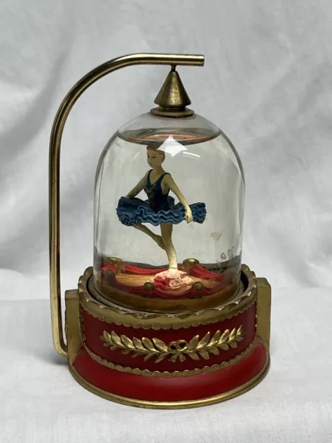 Vintage Brass Spinning Ballerina Glitter Snow Globe Rare Midwest Of Cannon Falls 3