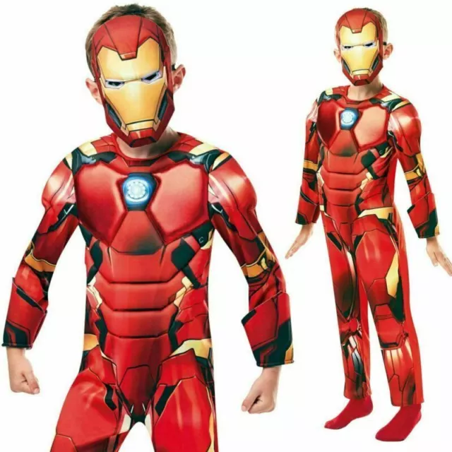 Kids Boy Deluxe Iron Man Costume  Avengers  Anime Cosplay Child Fancy Dress Suit