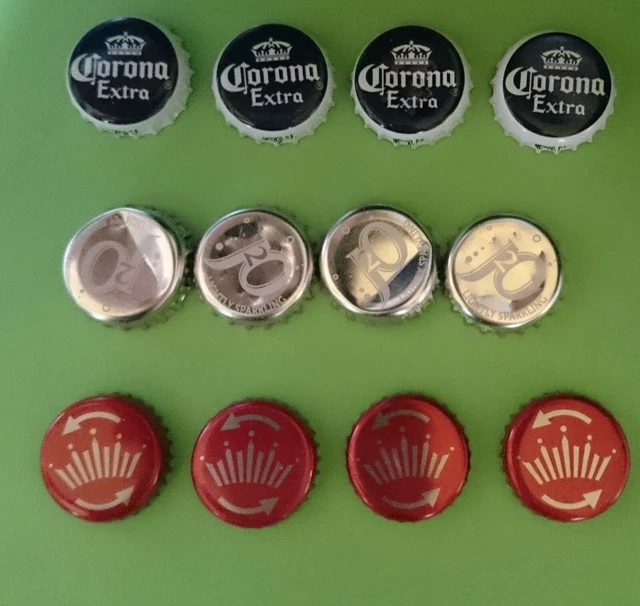 12x Tops de Botella Cerveza Budweiser Torce Rojo J2O Oro Corona Tapas Hombre Cueva Bar