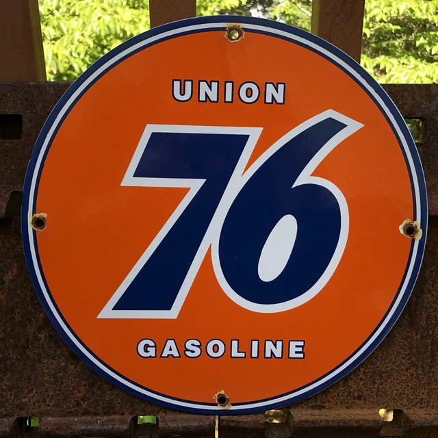 Vintage Union 76 Gasoline Porcelain Enamel Gas Pump Oil Service Station Sign