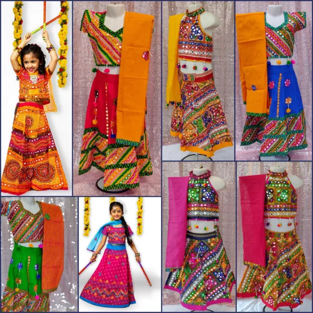 KIDS LEHANGA CHOLI Chaniya GIRLS ethnic Indian Navratra DRESS bollywood LEHENGA