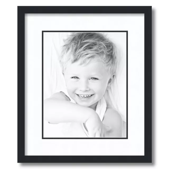 ArtToFrames Matted 15x18 Black Picture Frame with 2" Double Mat, 11x14 Opening