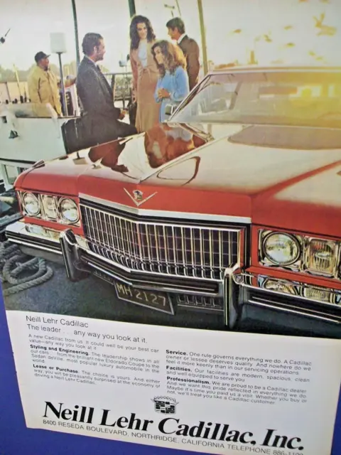 1974 Cadillac mid-size mag car ad - Neill Lehr Cadillac,  Northridge, California