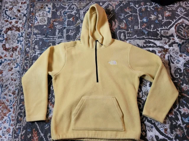 The North Face Women's Hoodie Size L Pullover Sweater  1/4 Zip Pockets YELLOW