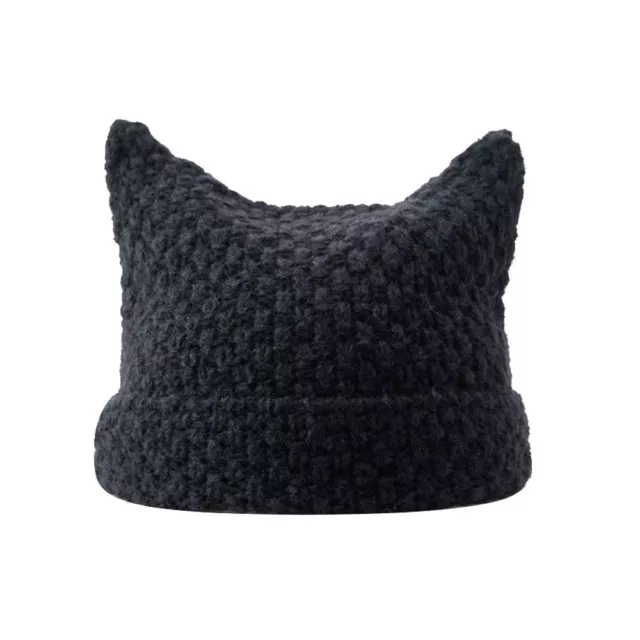 Cute Cat Ears Knitted Wool Cap Striped Japanese Beanie Hat Ins Little Devil