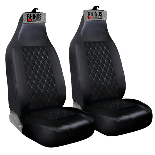 For Mercedes Vito 2003 On - Luxury Black Quilted Diamond Leather Van Seat Covers