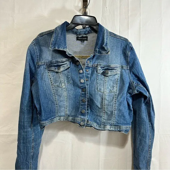 New Look Women’s Denim Jean Jacket with Snap Closure Size XL