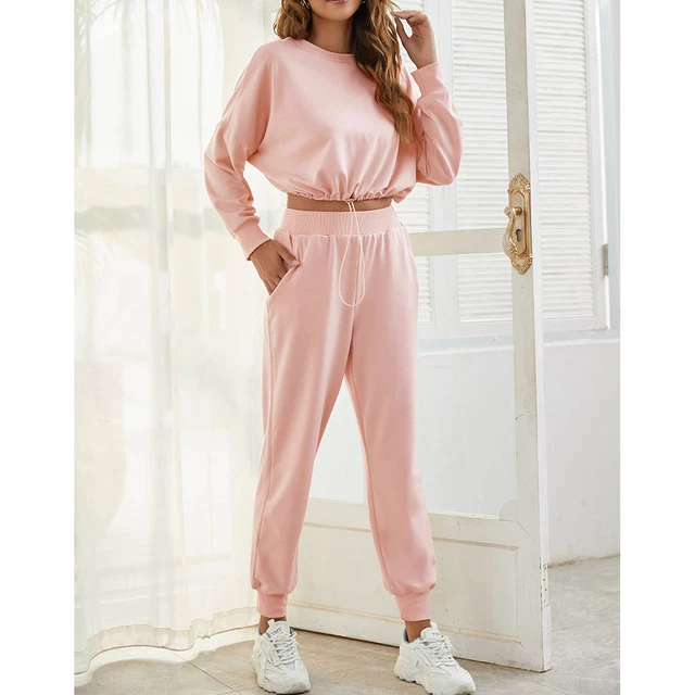 (S-Rosa) 2 pz set abiti sportivi donna colore puro tuta sportiva