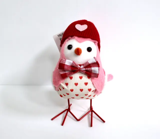 Way To Celebrate Valentine's Day Fabric Bird Red Hat 7"