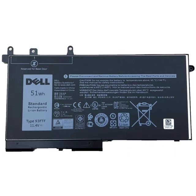 OEM 93FTF Battery For Dell Latitude 5280 5480 5580 5290 5490 D4CMT 4YFVG 51WH