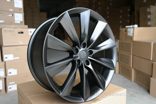 Neu 4x 22 inch 5x120 turbine style Schwarz Matt Alufelgen für Tesla Modell X S