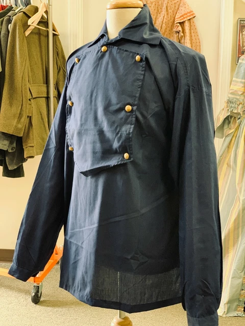 Man's Large BLUE Bib-Front Shirt - Civil War, SASS, 19th century, Reenacting NEW