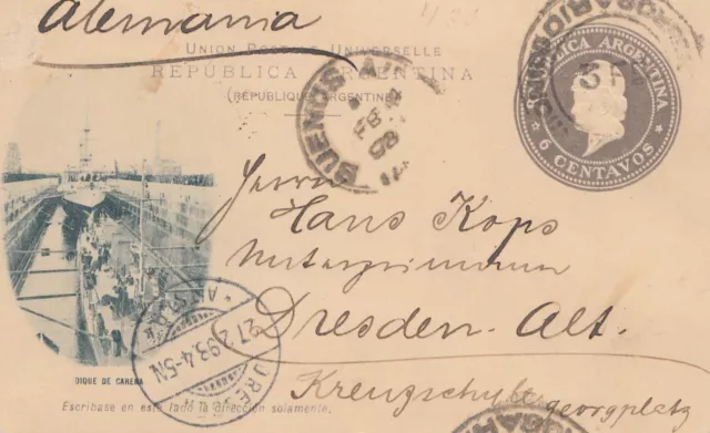Argentinien: 1898: Ganzsache nach Dresden