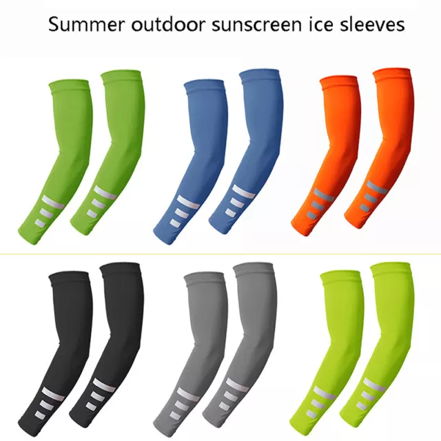 2PCS Summer Sun UV Protection Women Arm Sleeves Reflective Sports Armguards Cuff