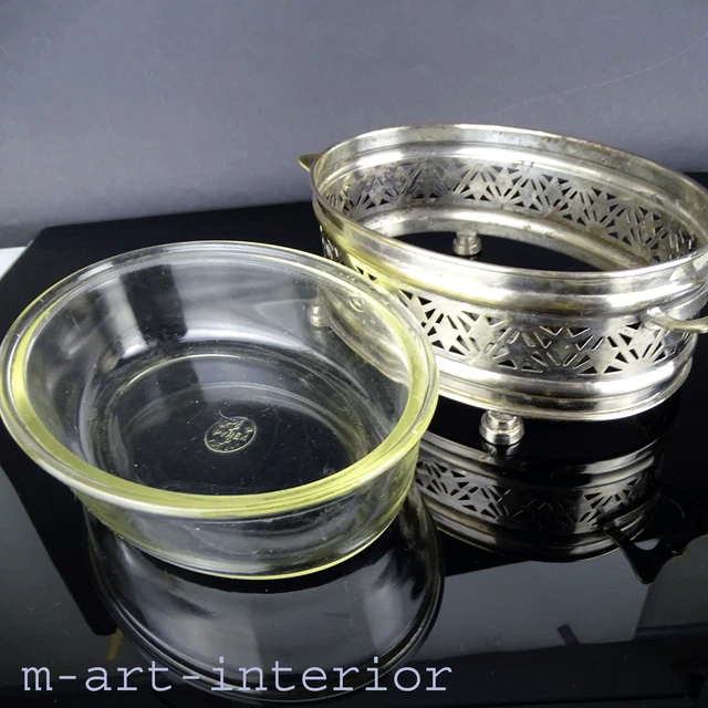 VINTAGE PYREX INGESTION Form Fireproof Silver Plated Casserole Stand