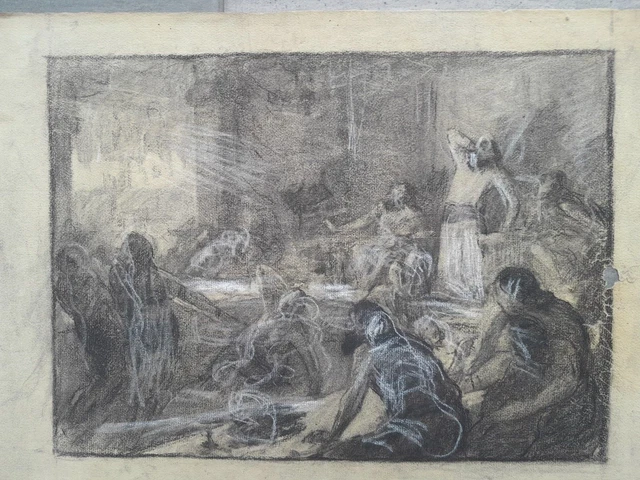 Dessin Ancien Original XVIII-XIXe Siècle - Étude De Personnages Style Orientalisme à La Mine De Plomb