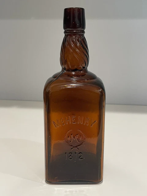 Rare 1812 ROHR MCHENRY Amber Whisky Bottle W Rope Twist Neck BENTON PA 10" high