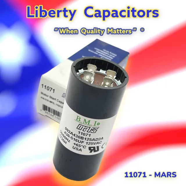 Motor Start Capacitor 430-516 uF MFD 110 / 125 VAC MARS 11071 BY LIBERTY CAPS