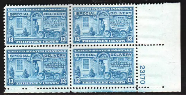 Us Scott #E17 13 Cents 1944 Special Delivery Motorcycle Plate Block Of 4 Mnh Og