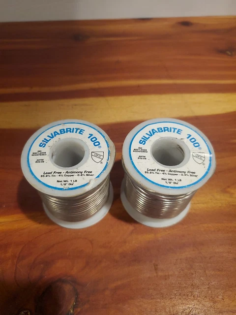 2x Rolls Silvabrite 100 Silver Bearing Lead Free Solder 2 Pounds Fast Shipping