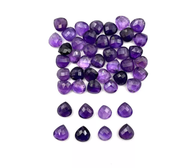 Natural Amethyst Heart Briolette Cut Loose Gemstone Lot 26 Pcs 11-12 MM 120 CT