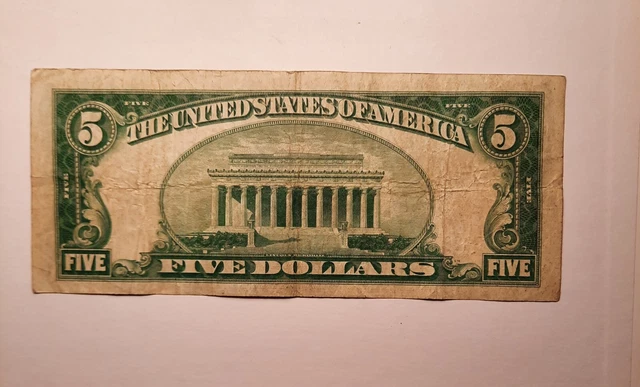 1934 $5 LGS ( Lime Green Seal) Federal Reserve Note 2