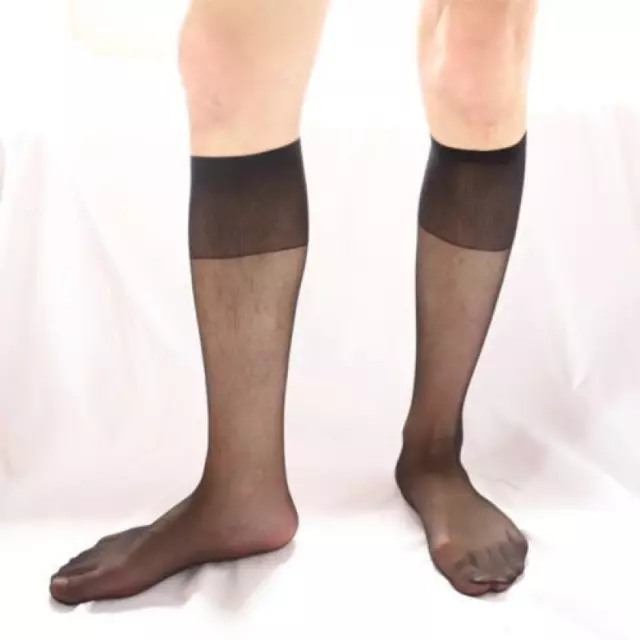 Men Business Dress Tube Socks Invisible Traceless Sheer See-through Stockings