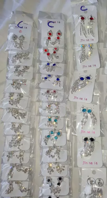 Joblot 36 Pairs Mixed design Diamante clip on Earrings - new Wholesale C