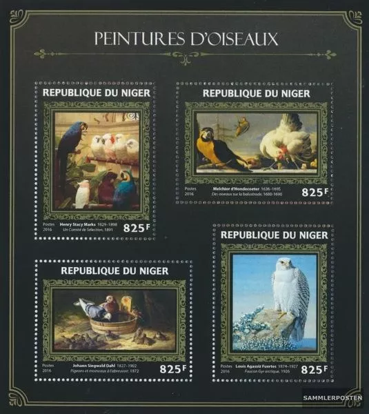 Niger 4357-4360 Sheetlet (complete. issue.) MNH 2016 Birds on Paintings