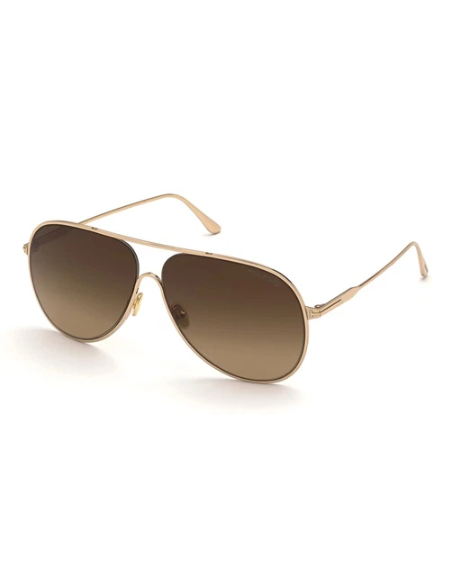 Tom Ford Alec Sunglasses FT 0824 28T Shiny Rose Gold Gradient Brown New 62mm