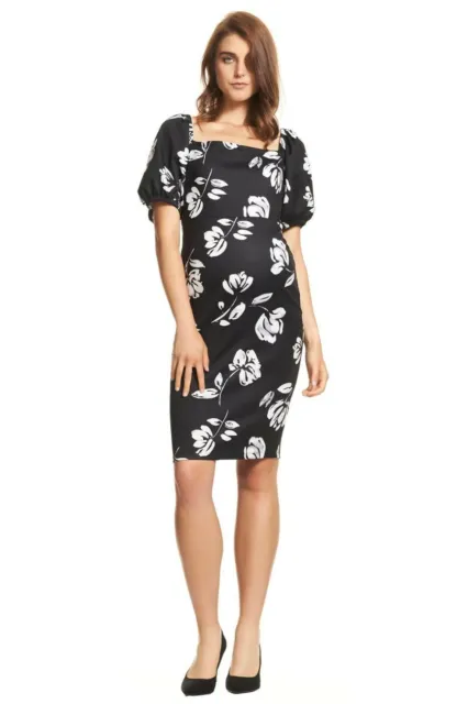 Pre Loved Soon Maternity Carrie Puff Sleeve Dress in Floral Size 14 AU