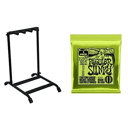 Rok-It Multi Guitar Stand Rack with Folding Design Holds up to 3 or Acoustic ...