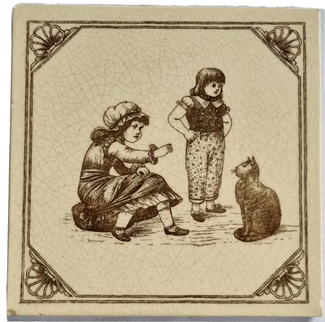 Victorian Tile, Maw & Co, Children's Pastimes. C 1882. Owen Gibbons.