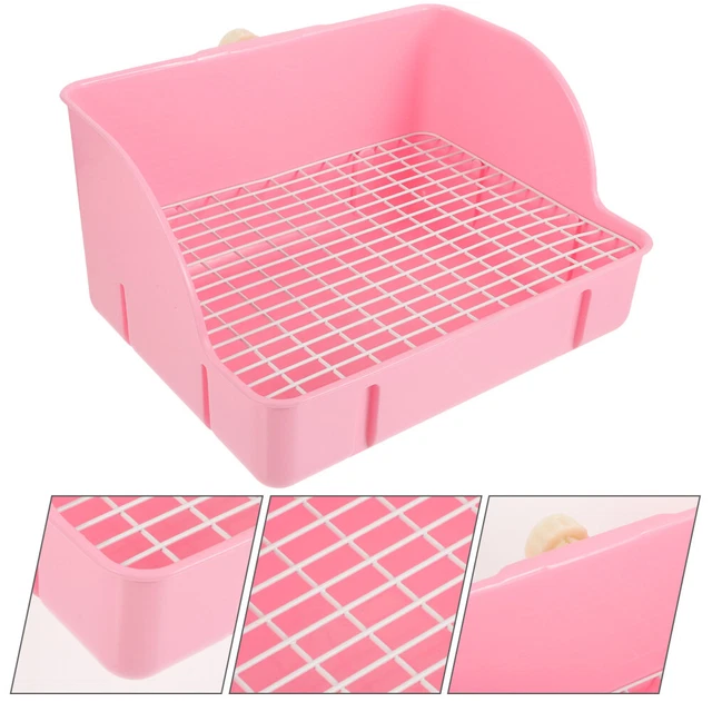 Caja de arena de plástico para conejo interior para mascotas caja de inodoro cuadrada inodoro entrenador sartén