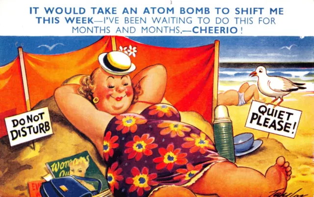 Vtg Saucy Seaside Comic Postcard BAMFORTH Big Boobs Come Round Flat 2067  Taylor